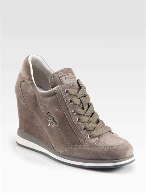 prada suede wedge sneaker|buy prada sneakers online.